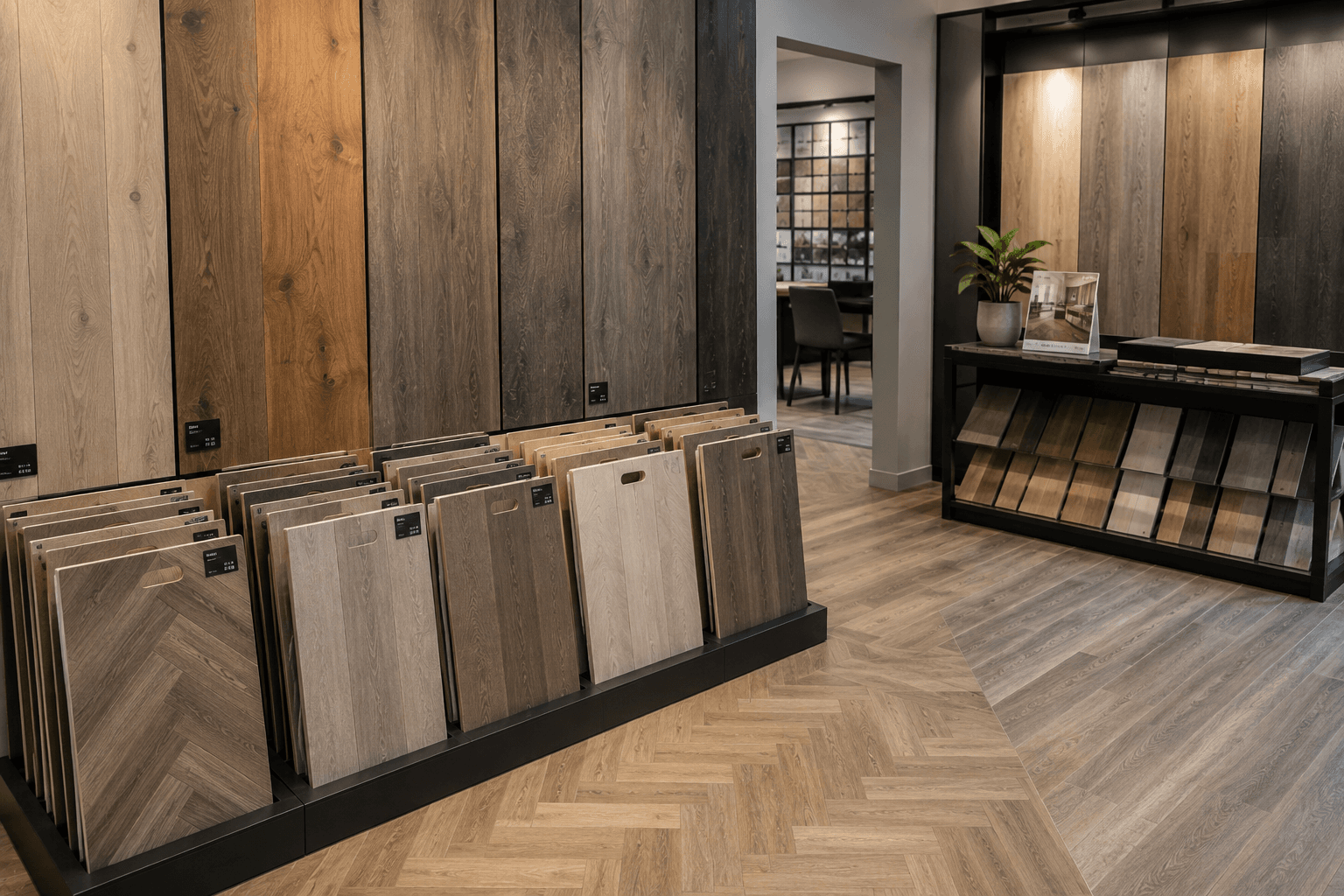 Modern flooring samples in different wood finishes