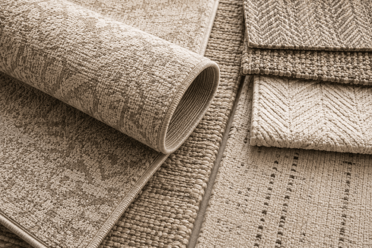 Close-up view of premium rug textures